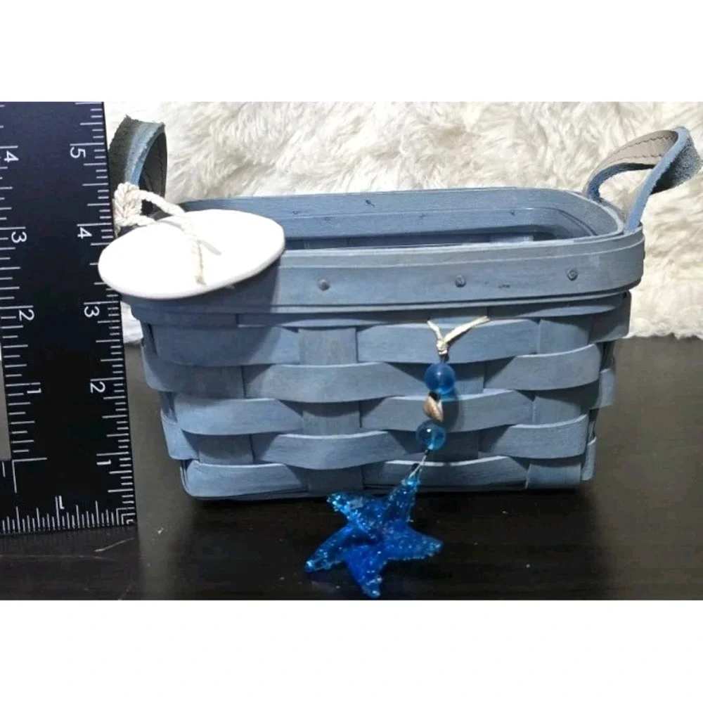 Rare Tea Basket‎ w/ Leather Handles 2006 Longaberger Nautical Starfish Sea Beach
